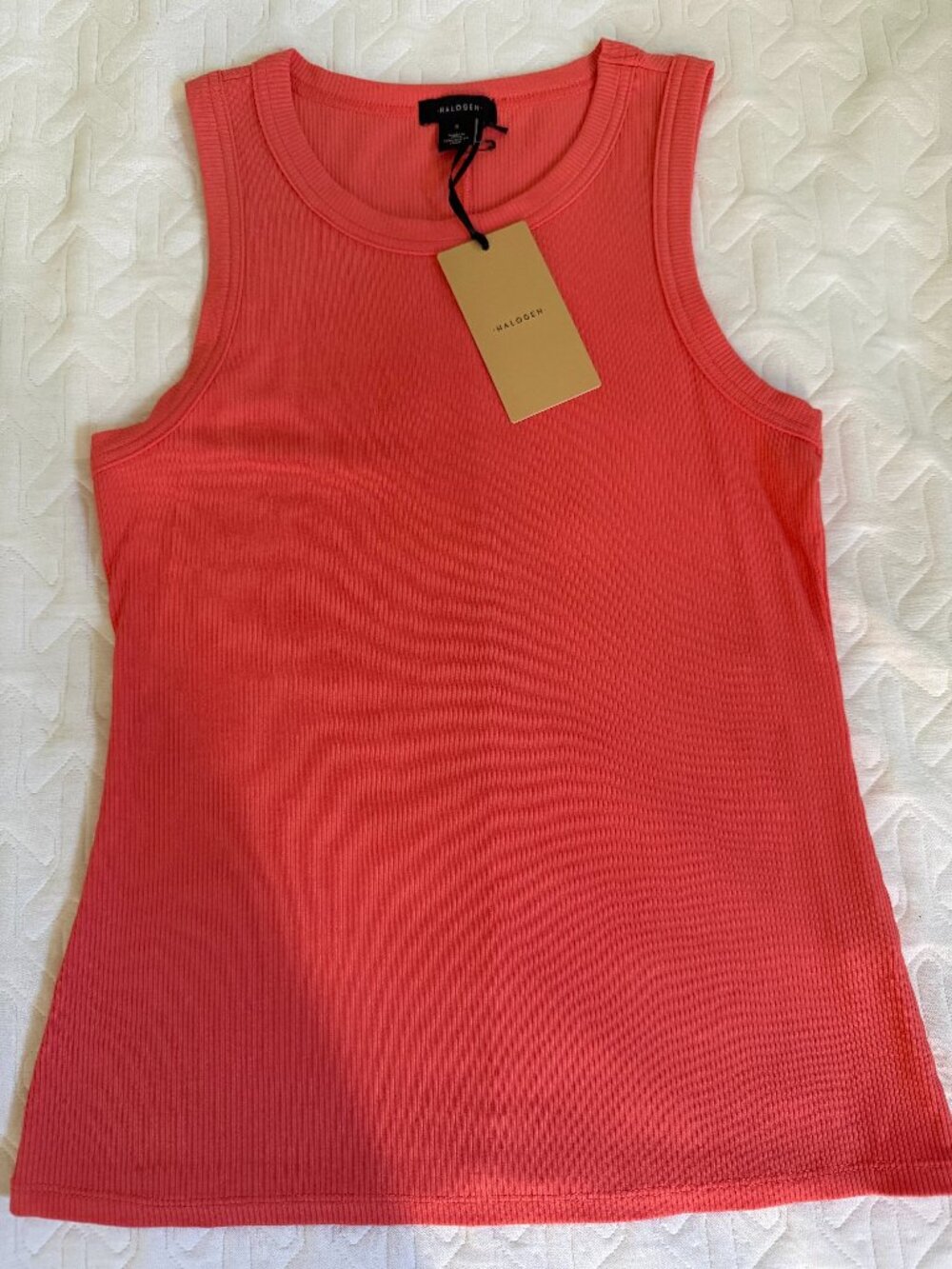 Halogen Fitted Ribbed Tank Top Orange Size Small NWT Nordstrom
